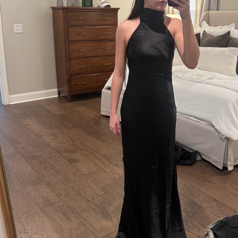 Azazie Black Halter Maxi Dress